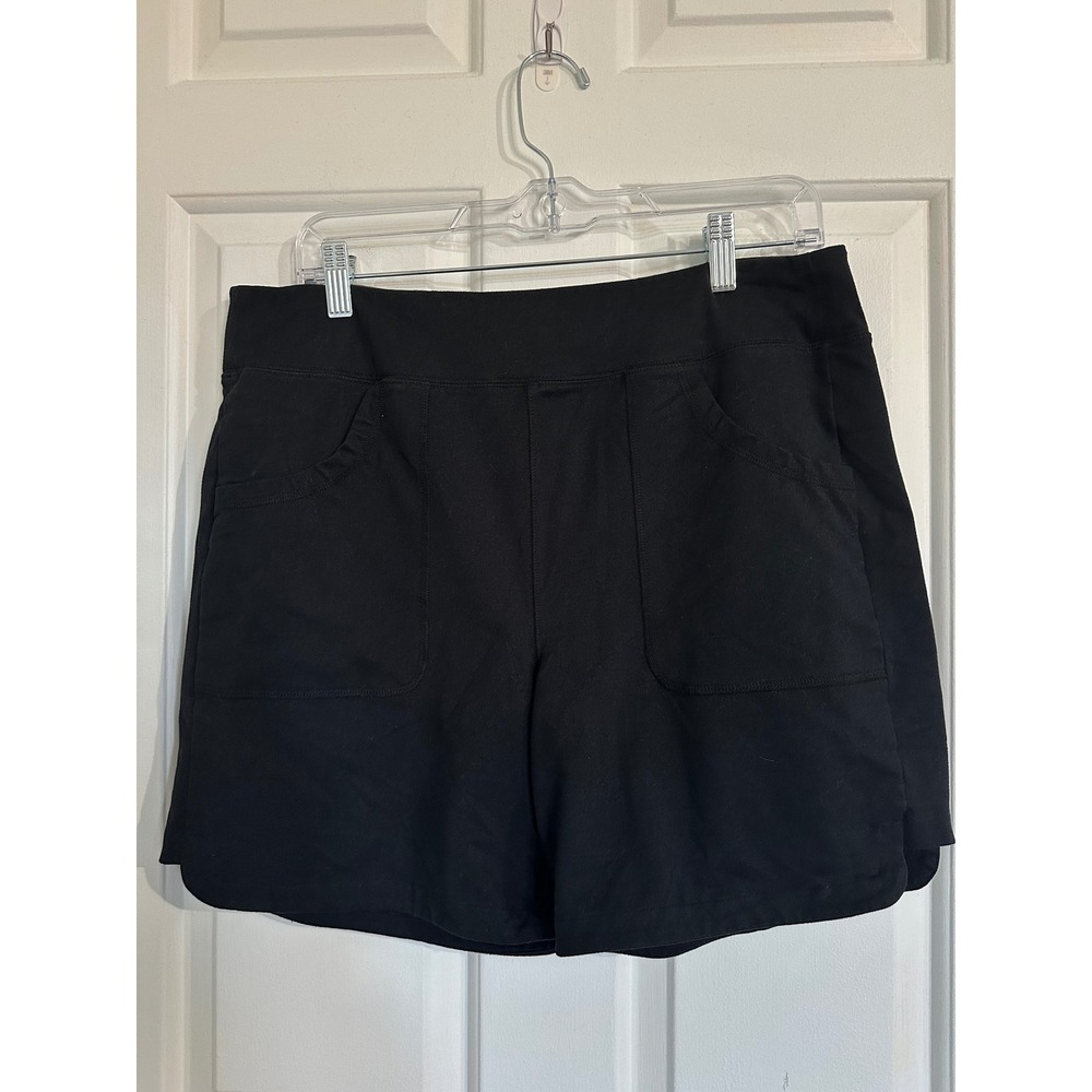 Lands End Womens Black‎ Athletic Skort Size L 14 16 Polyester Spandex Pockets